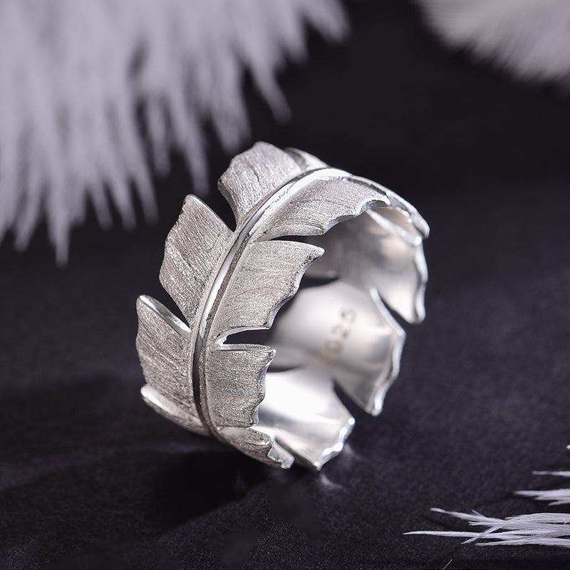 S925 Sterling Silber Ring Feder